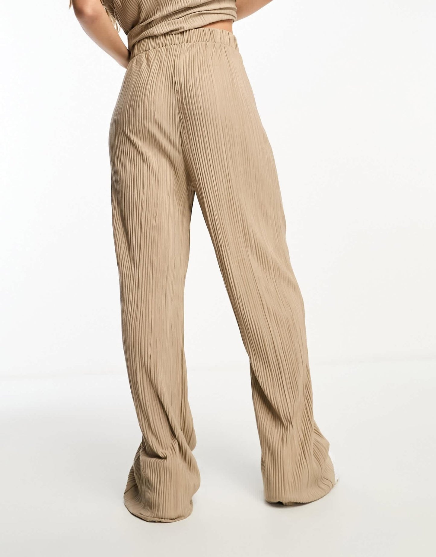 Vero Moda plisse trouser co - ord in stone - ASOS Sample Sale EU Store