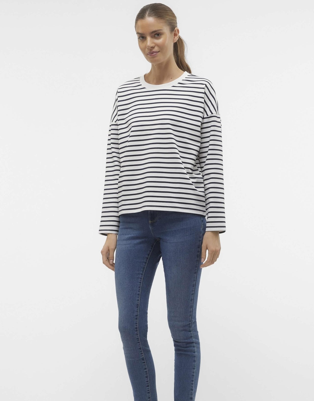 Vero Moda raglan jersey top with long sleeves in navy stripe - ASOS Sample Sale EU Store