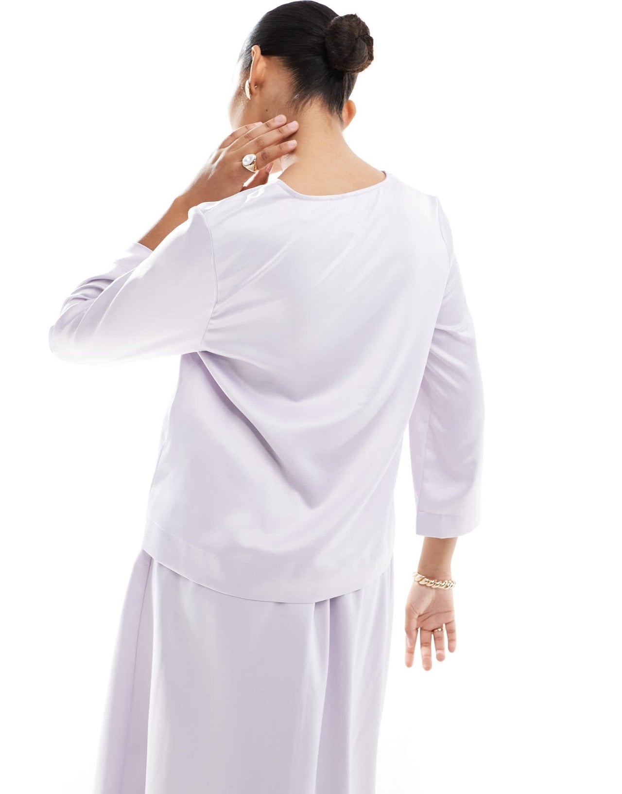 Vero Moda satin top with embellished bow in lavender blue - ASOS Sample Sale EU Store