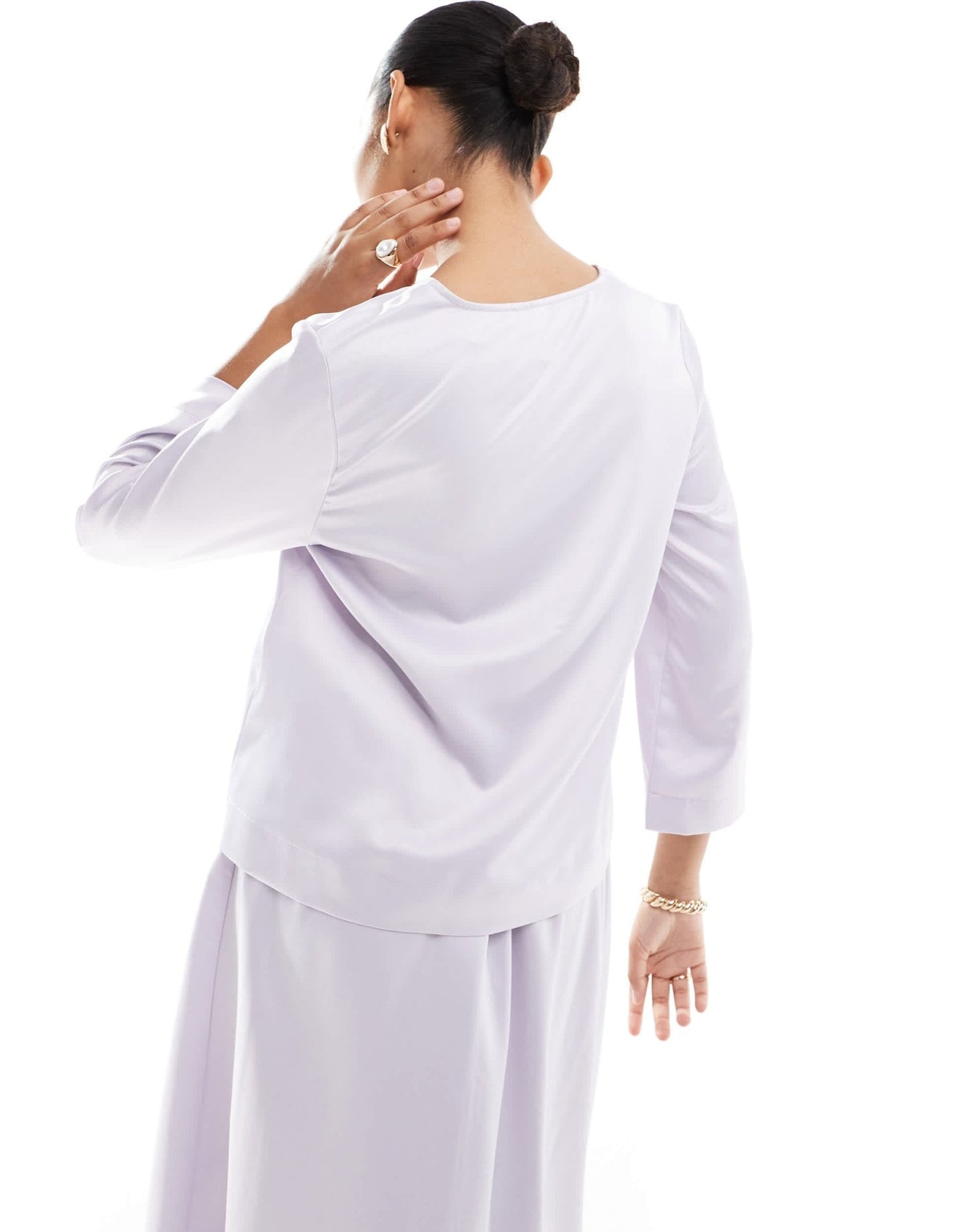 Vero Moda satin top with embellished bow in lavender blue - ASOS Sample Sale EU Store