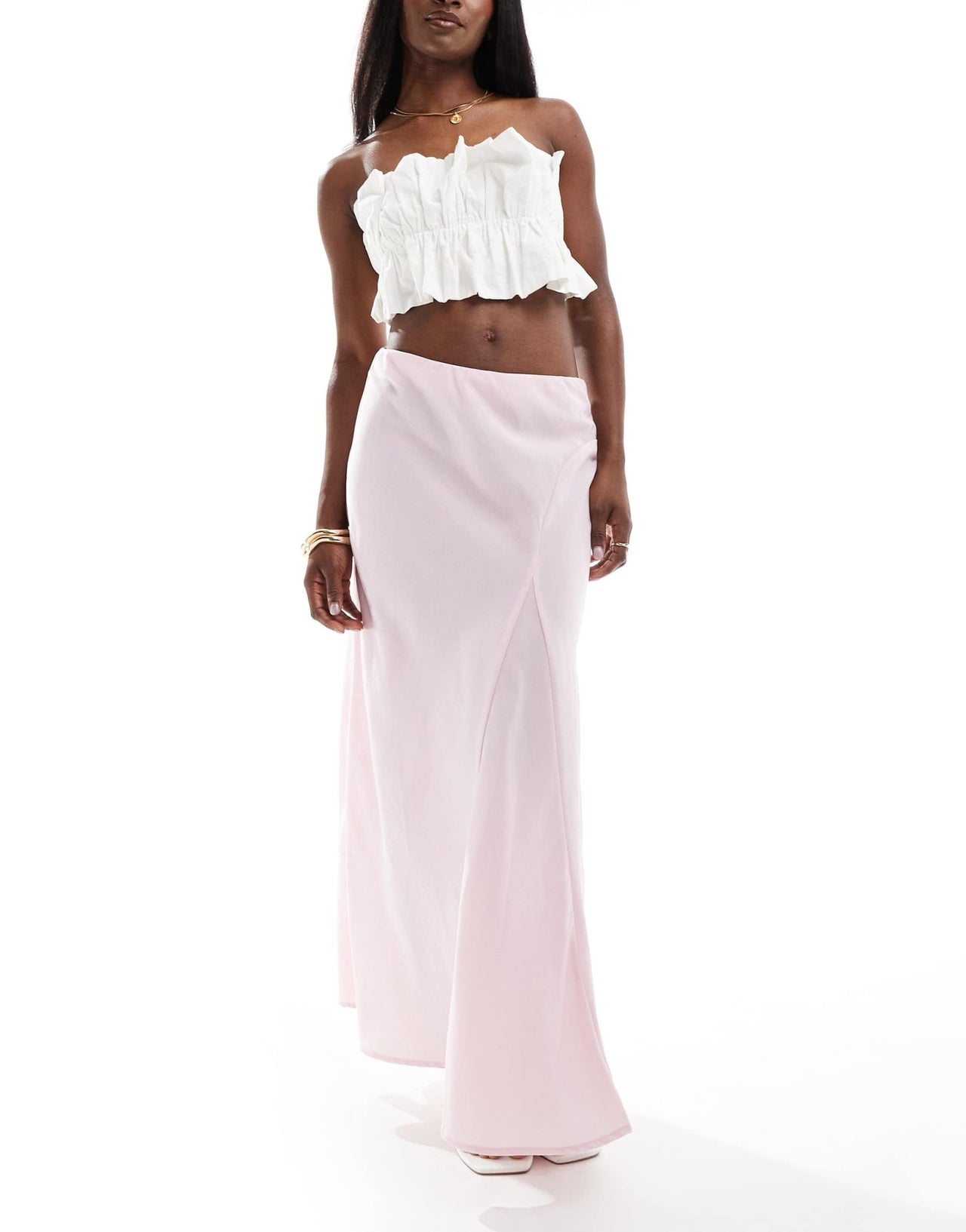 Vero Moda seam detail fluid maxi skirt in light pink - ASOS Sample Sale EU Store