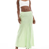 Vero Moda seam detail fluid maxi skirt in lime green
