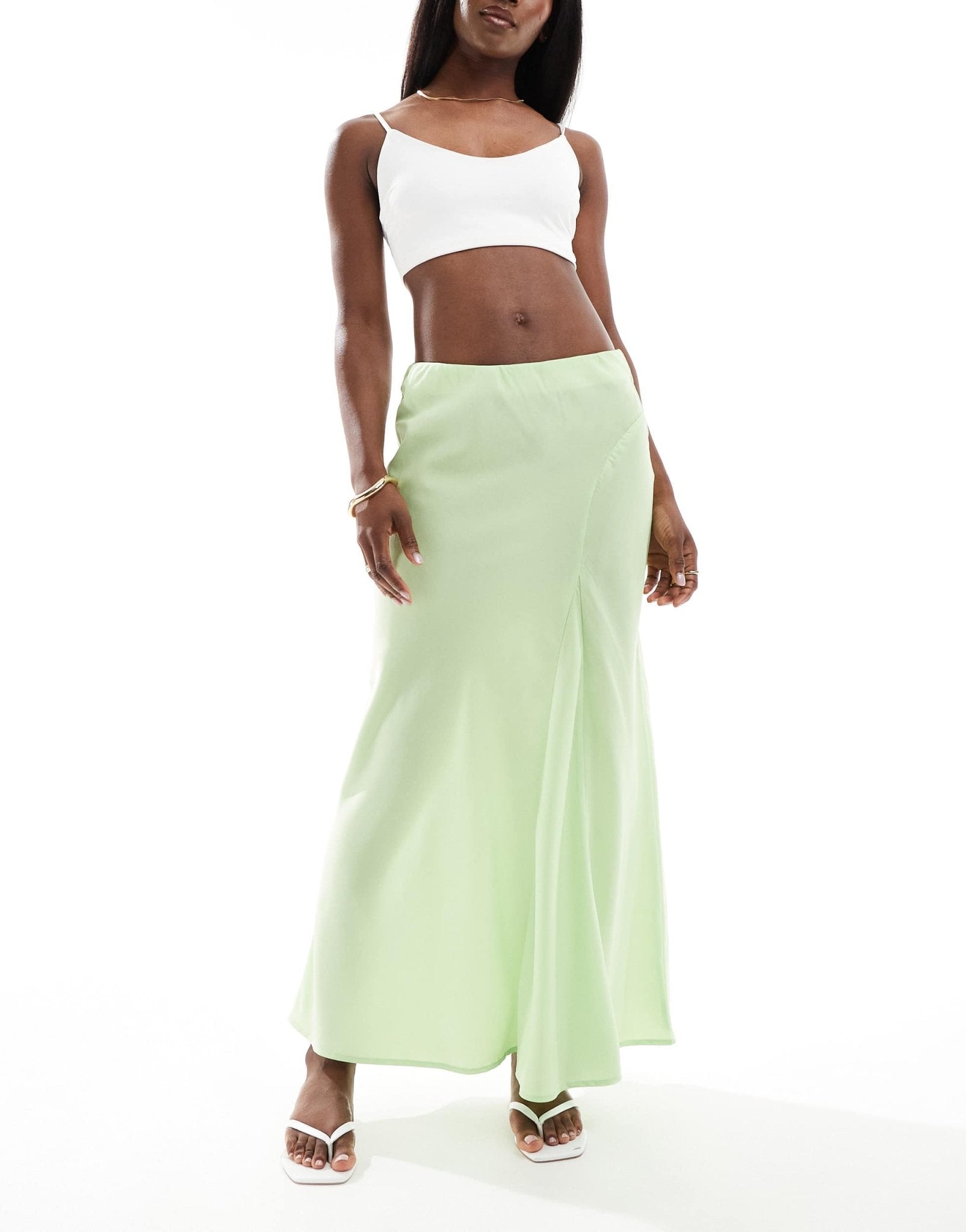 Vero Moda seam detail fluid maxi skirt in lime green - ASOS Sample Sale EU Store