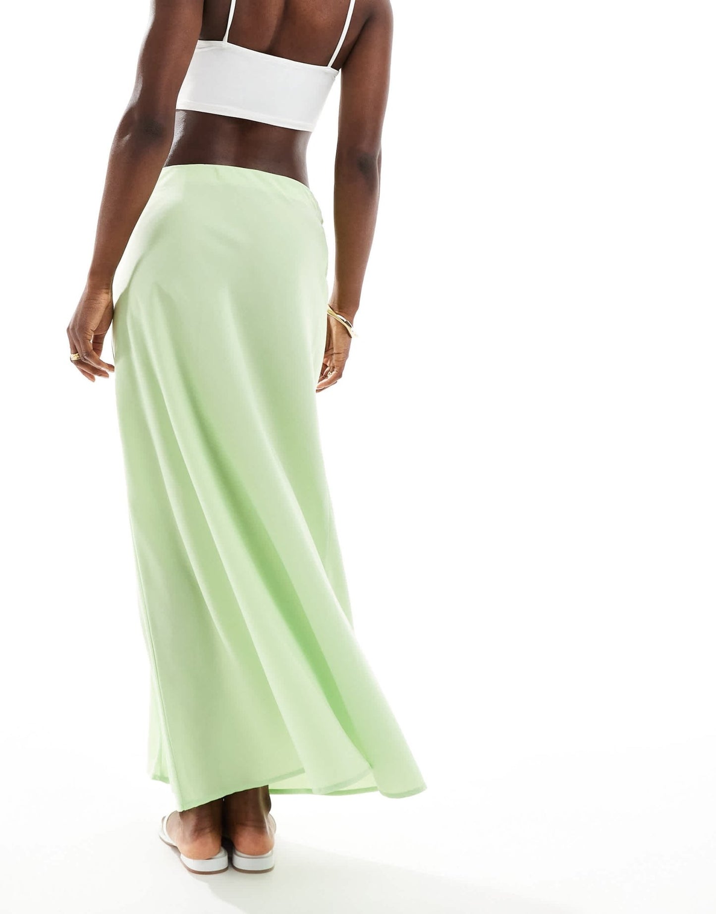 Vero Moda seam detail fluid maxi skirt in lime green - ASOS Sample Sale EU Store