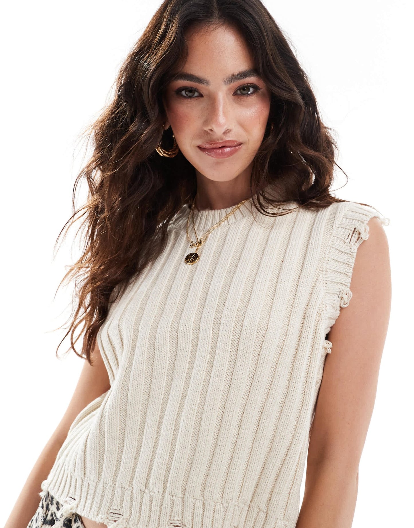 Vero Moda sleeveless laddered knit in cream - ASOS Sample Sale EU Store