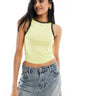 Top canotta sportivo Vero Moda con bordi a contrasto in giallo