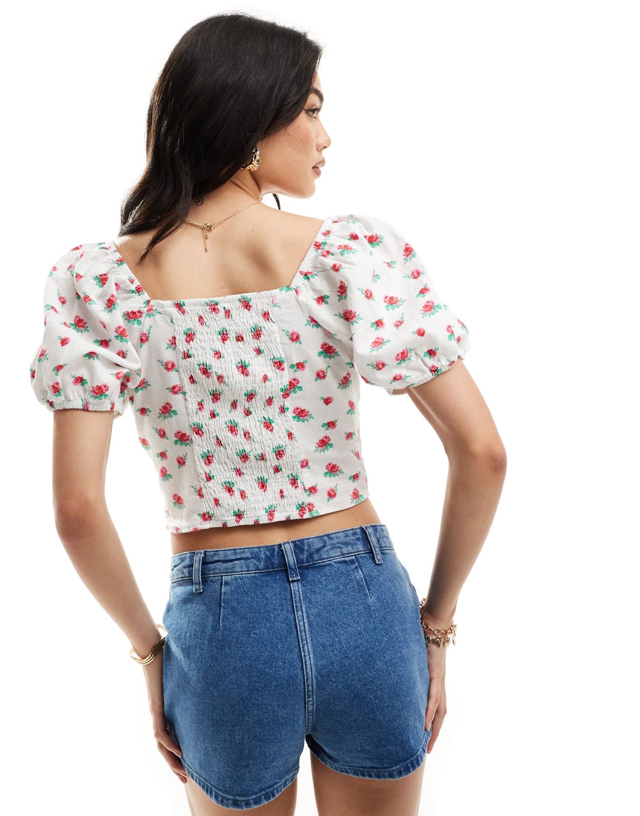Vero Moda sweetheart tie front blouse with puff sleeve in floral print - ASOS Sample Sale EU Store
