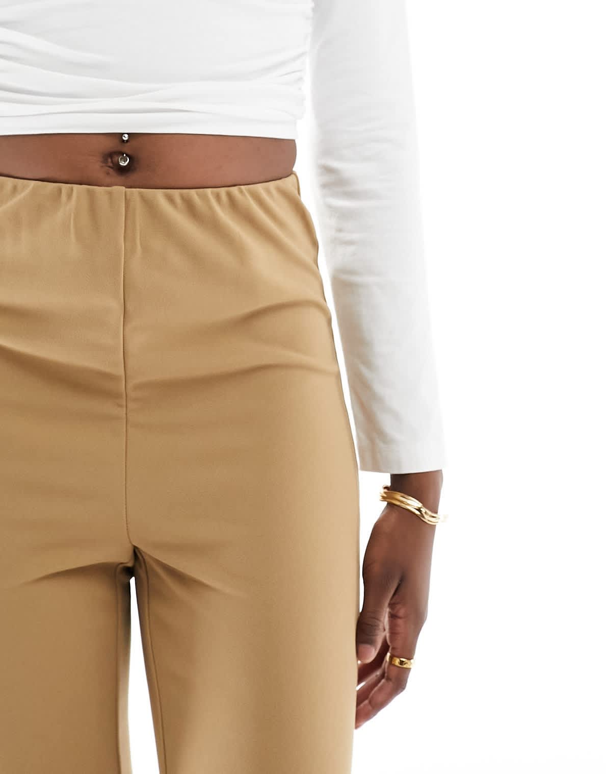 Vero Moda Tall jersey flare trouser in beige - ASOS Sample Sale EU Store