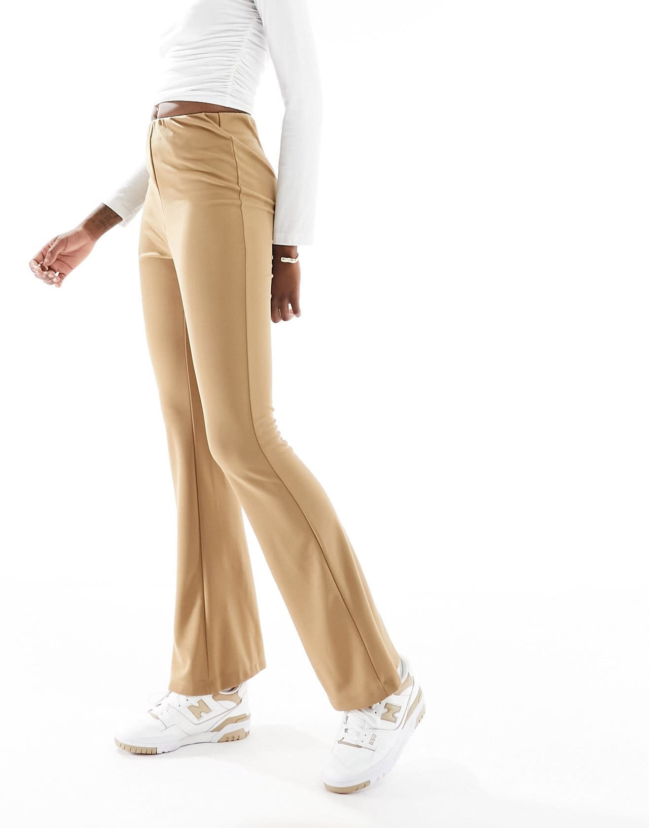 Vero Moda Tall jersey flare trouser in beige - ASOS Sample Sale EU Store