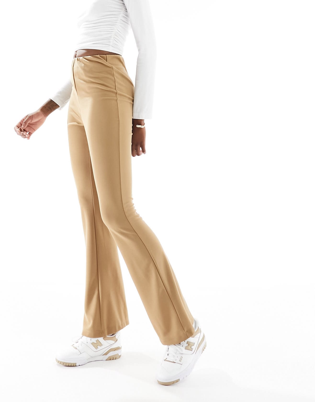 Vero Moda Tall jersey flare trouser in beige - ASOS Sample Sale EU Store