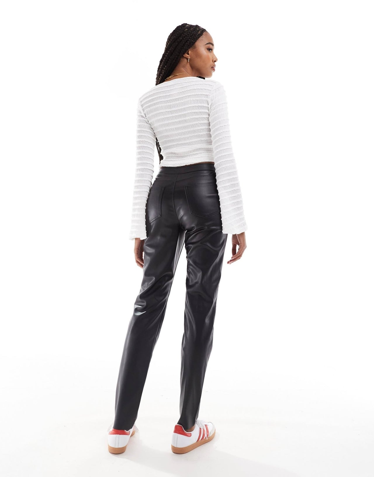 Vero Moda Tall leather look cigarette trouser in black - ASOS Sample Sale EU Store