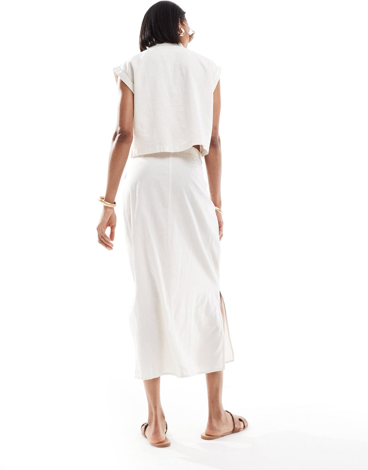 Vero Moda Tall linen midi skirt co - ord in off white - ASOS Sample Sale EU Store