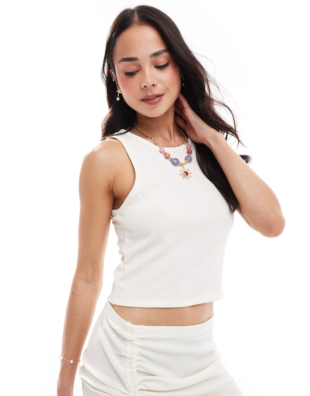 Vero Moda textured jersey beach cropped top co - ord in white - ASOS Sample Sale EU Store