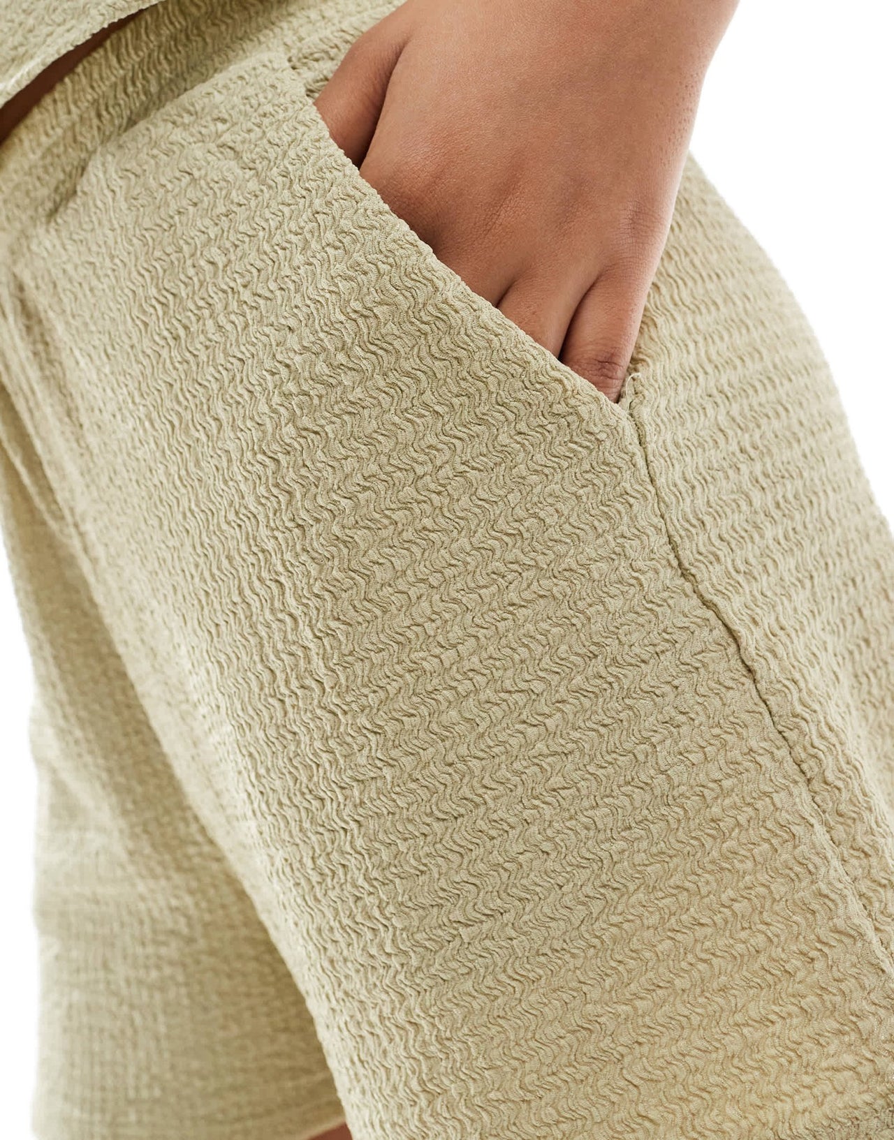 Vero Moda textured jersey shorts co - ord in sage green - ASOS Sample Sale EU Store