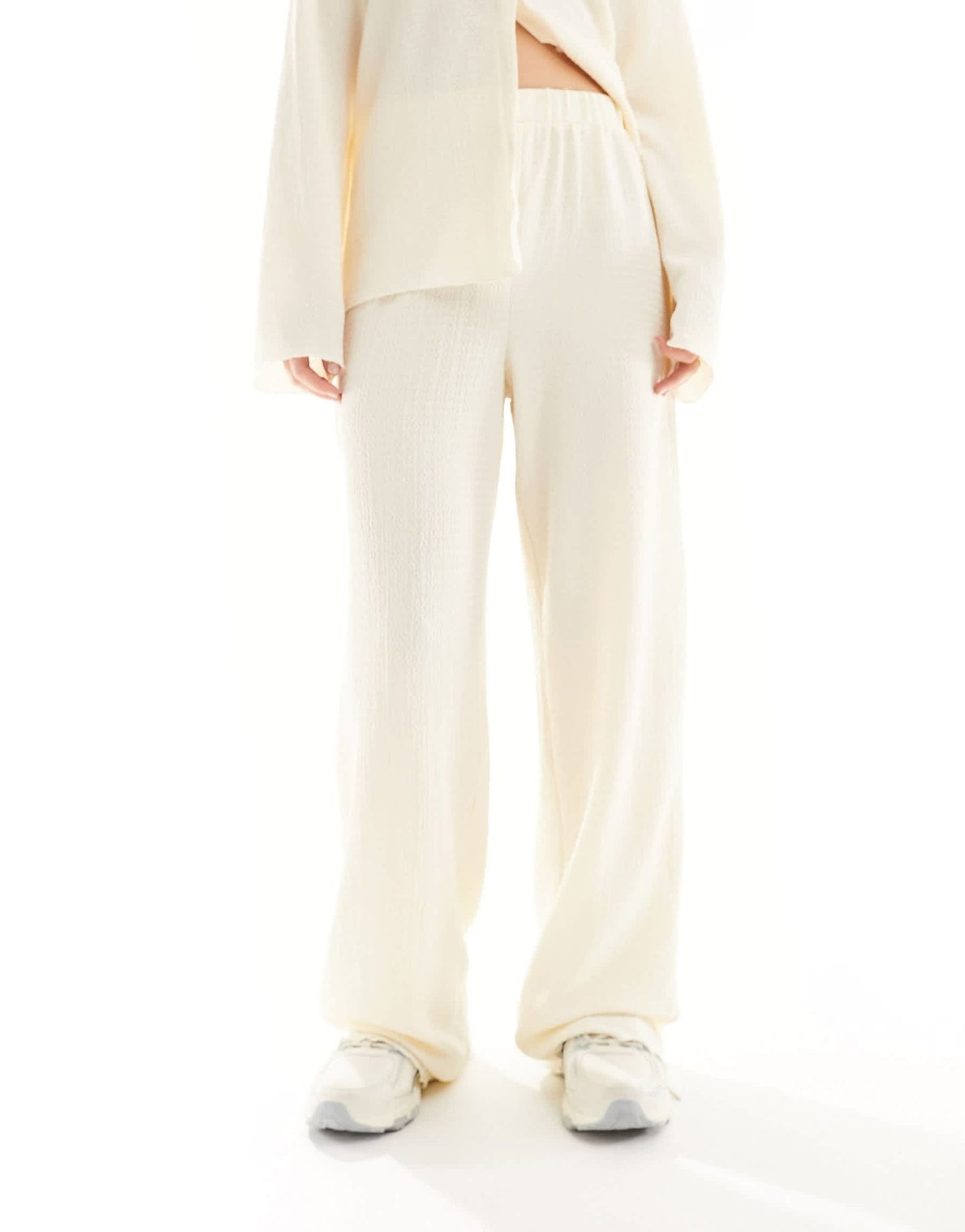 Vero Moda textured jersey trouser co - ord in cream - ASOS Sample Sale EU Store