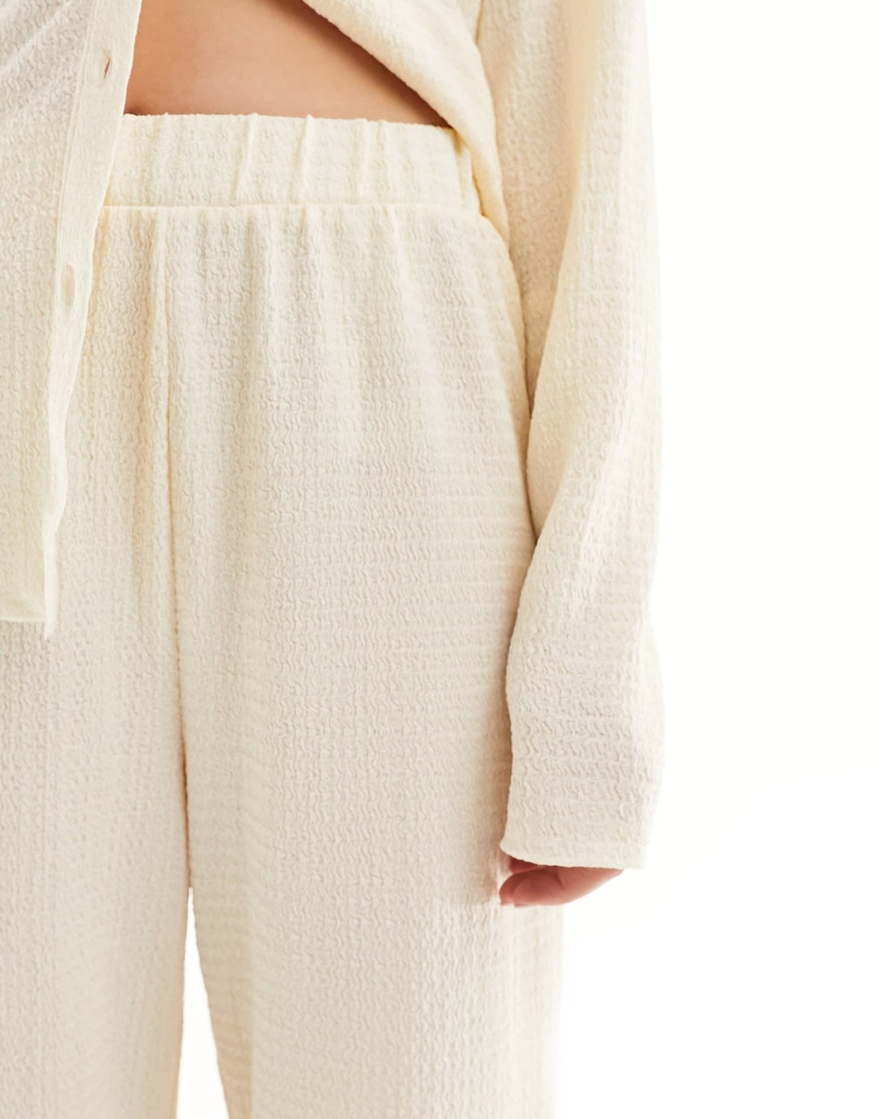 Vero Moda textured jersey trouser co - ord in cream - ASOS Sample Sale EU Store