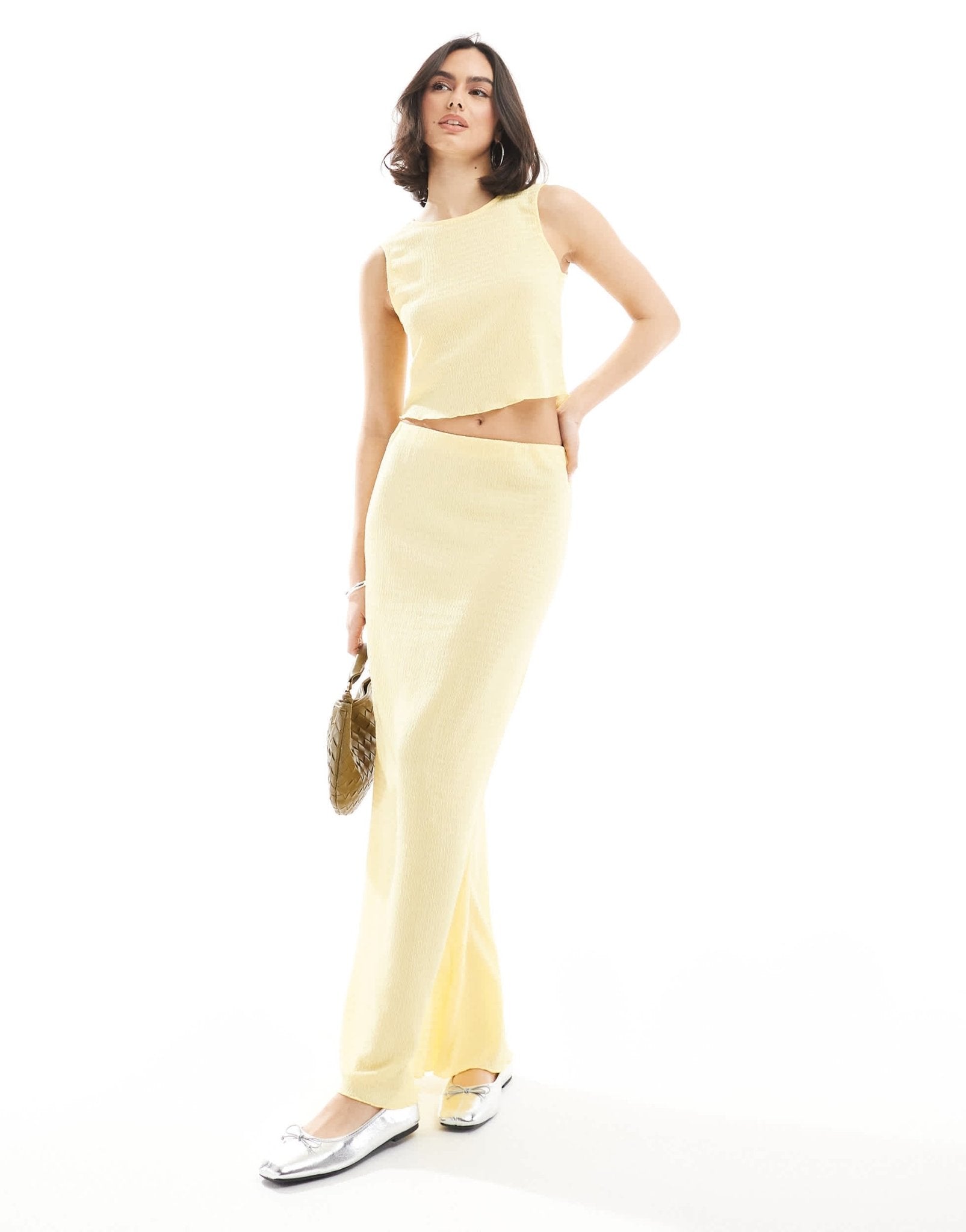 Vero Moda textured maxi skirt co - ord in pale banana - ASOS Sample Sale EU Store