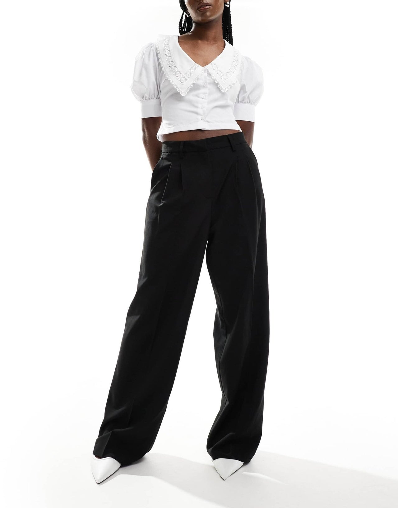 Vero Moda wide leg dad trousers in black - ASOS Sample Sale EU Store