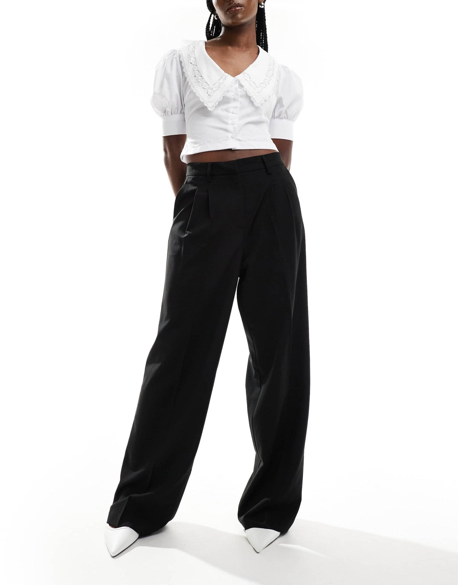 Vero Moda wide leg dad trousers in black - ASOS Sample Sale EU Store