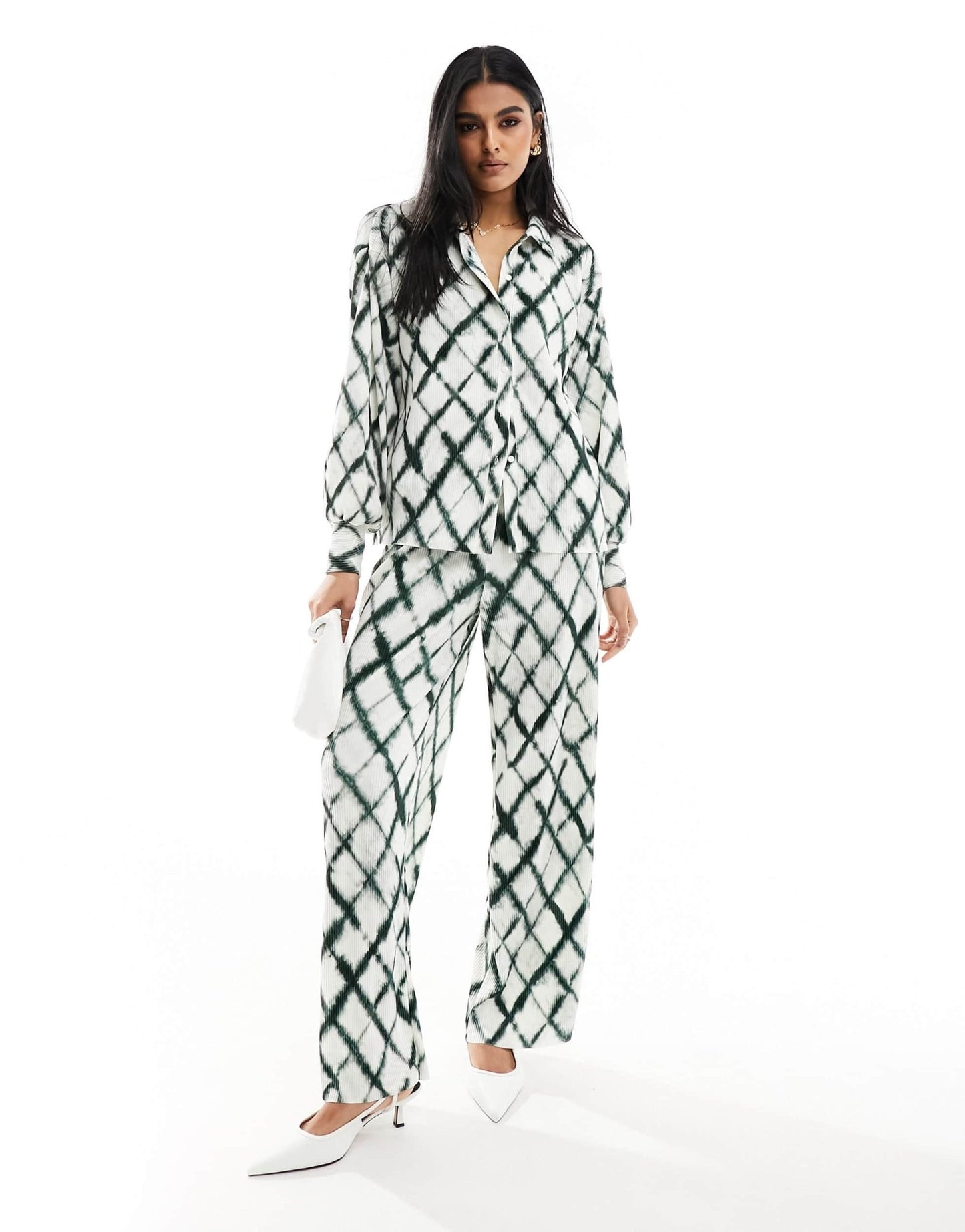 Vero Moda wide leg trouser co - ord in tie dye check - ASOS Sample Sale EU Store