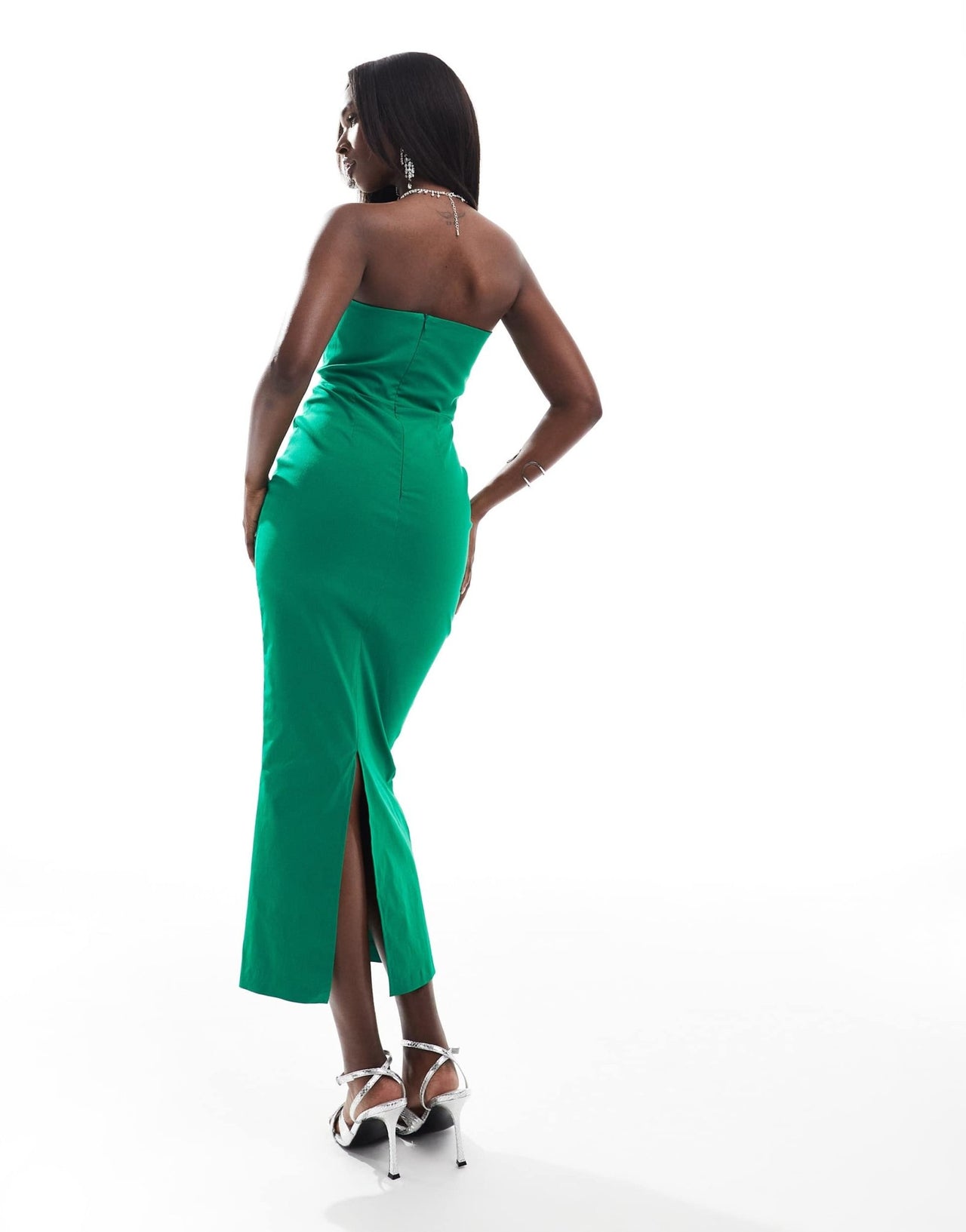 Vesper bengaline bandeau bow detail bodycon midi dress in green - ASOS Sample Sale EU Store
