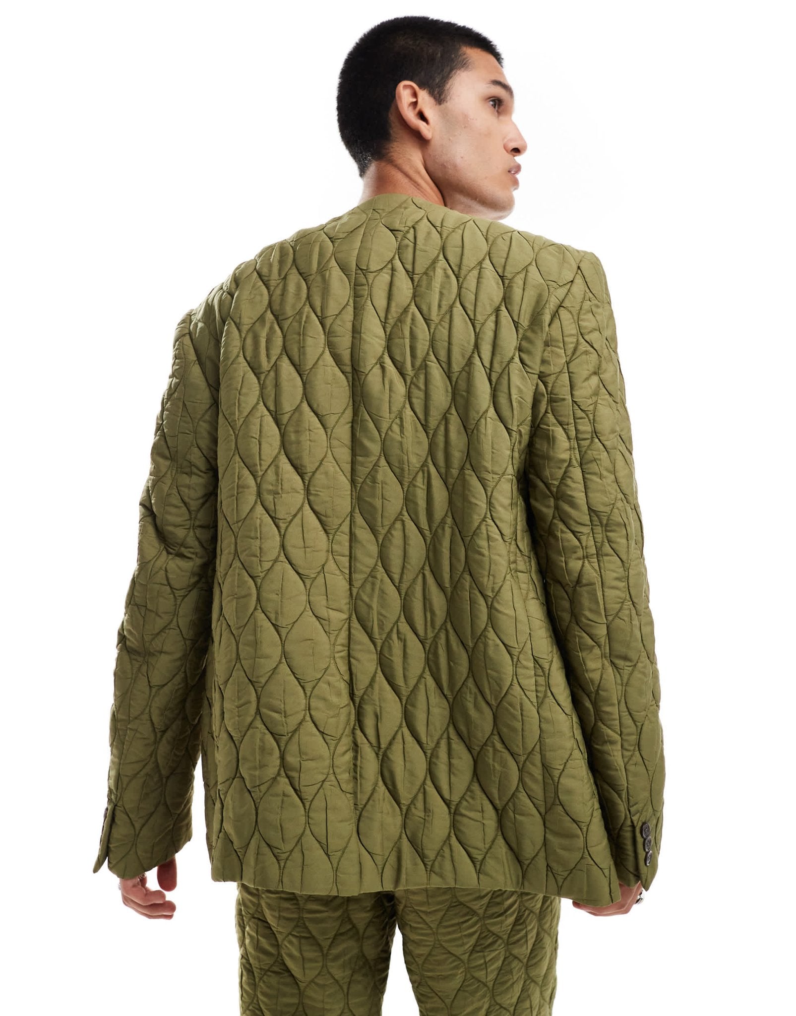 Viggo casual oversized suit jacket in quilted khaki co - ord - ASOS Sample Sale EU Store