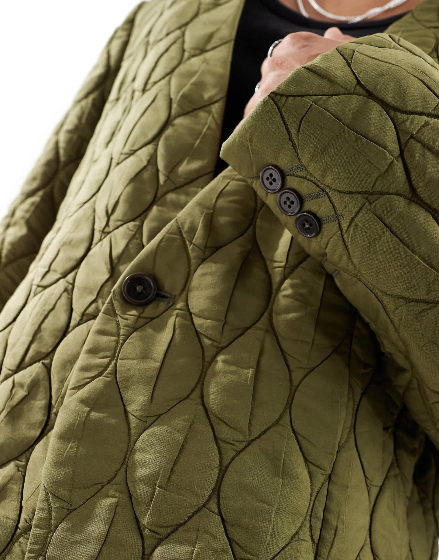 Viggo casual oversized suit jacket in quilted khaki co - ord - ASOS Sample Sale EU Store