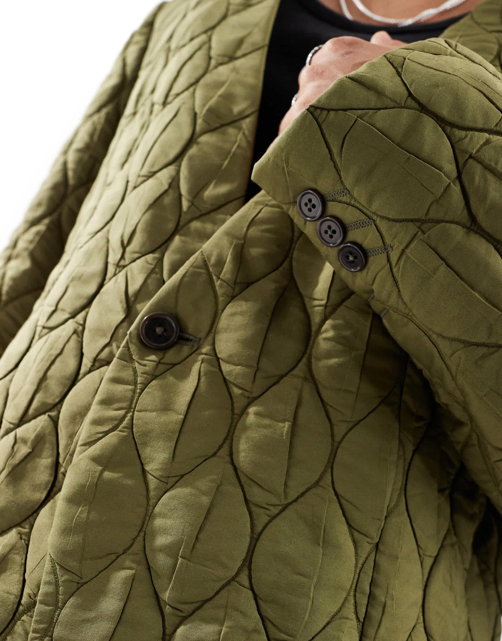 Viggo casual oversized suit jacket in quilted khaki co - ord - ASOS Sample Sale EU Store