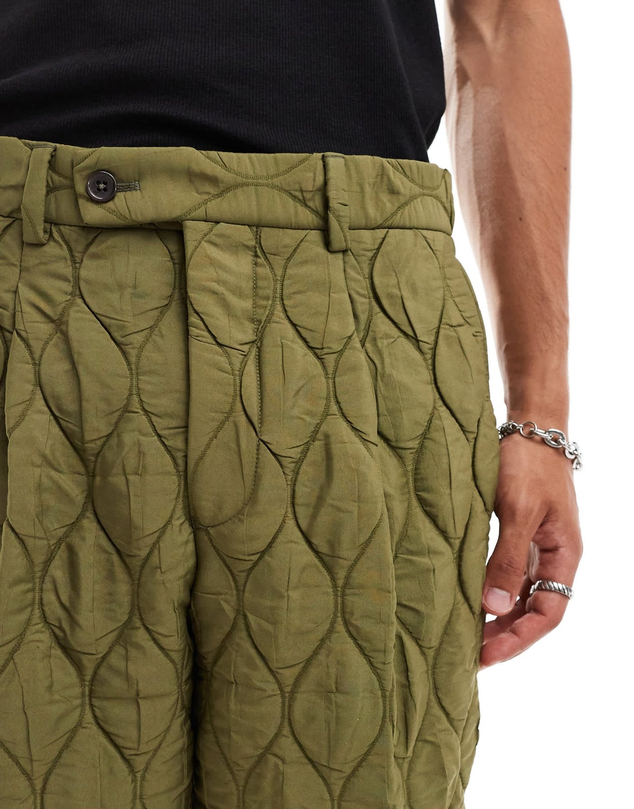 Viggo casual oversized suit trousers in quilted khaki co - ord - ASOS Sample Sale EU Store