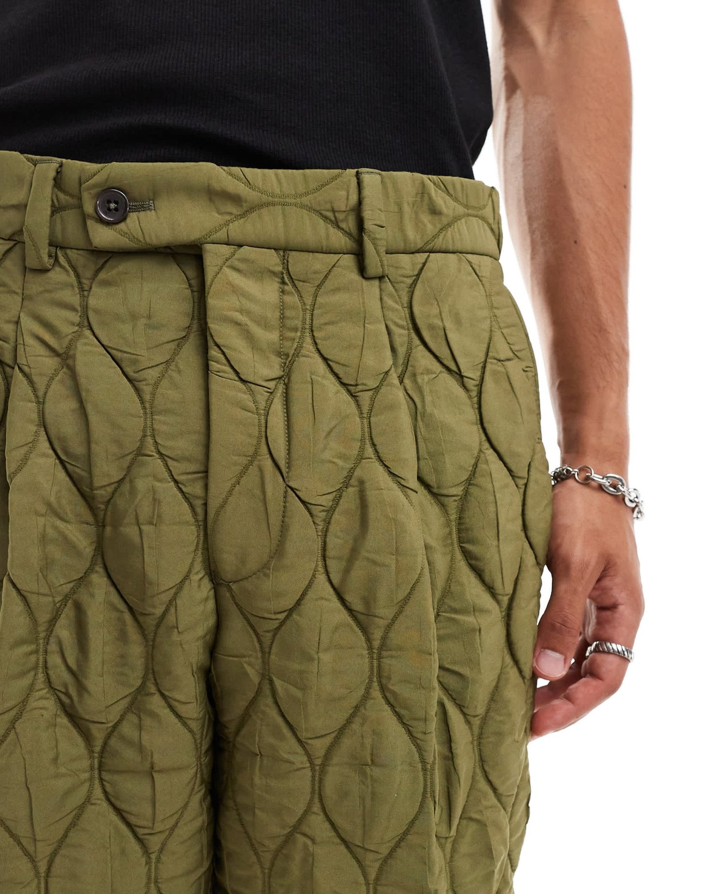 Viggo casual oversized suit trousers in quilted khaki co - ord - ASOS Sample Sale EU Store