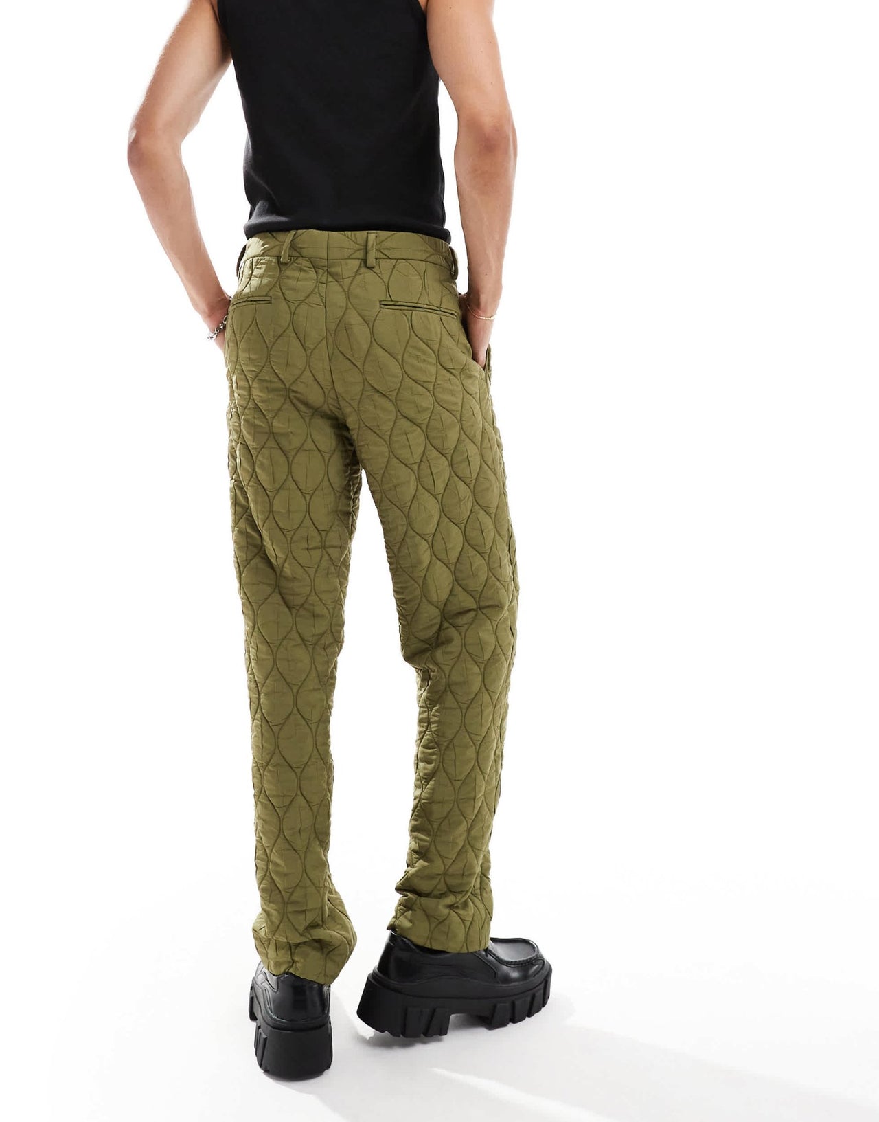 Viggo casual oversized suit trousers in quilted khaki co - ord - ASOS Sample Sale EU Store