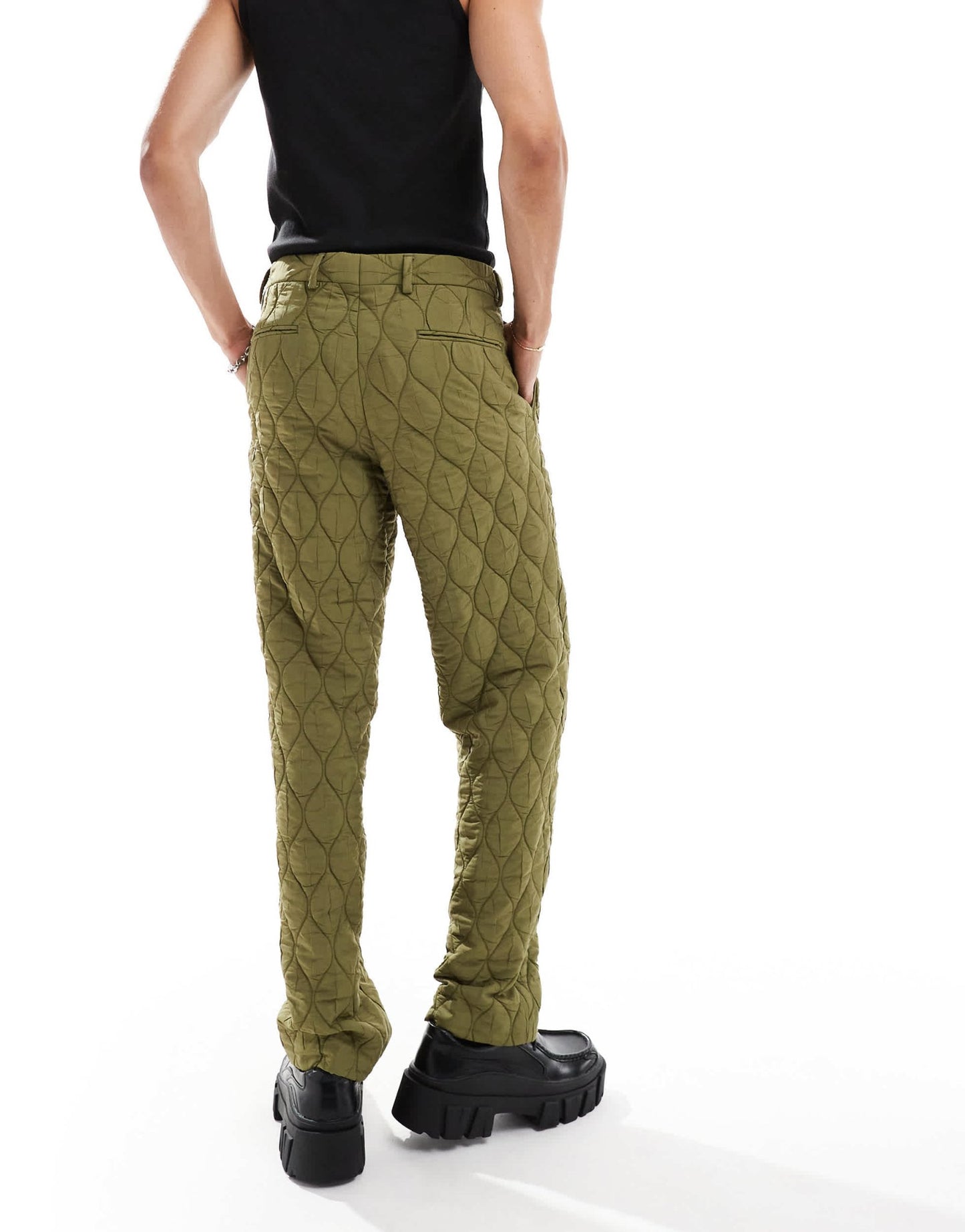 Viggo casual oversized suit trousers in quilted khaki co - ord - ASOS Sample Sale EU Store