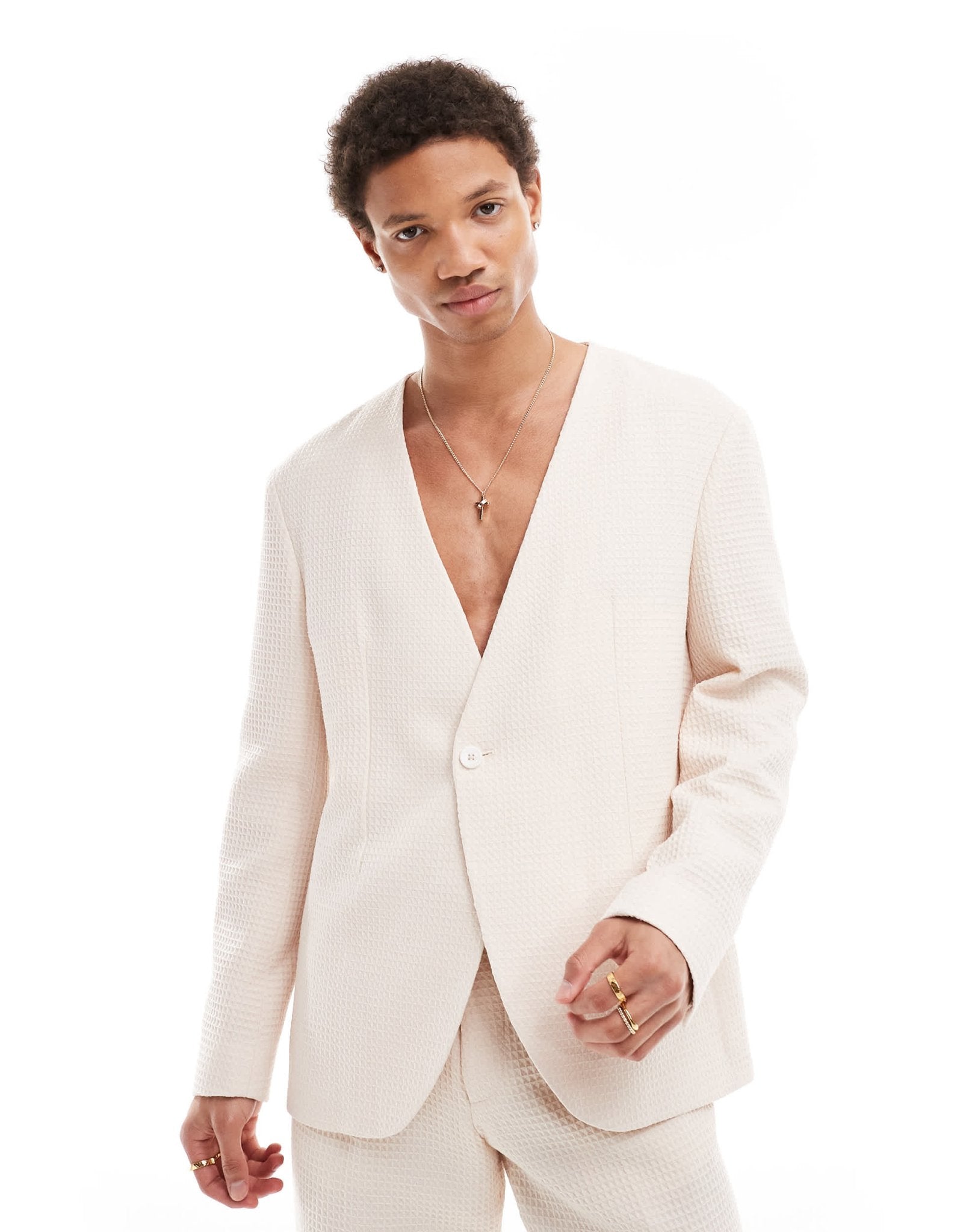 Viggo elanga oversized suit jacket in stone - ASOS Sample Sale EU Store