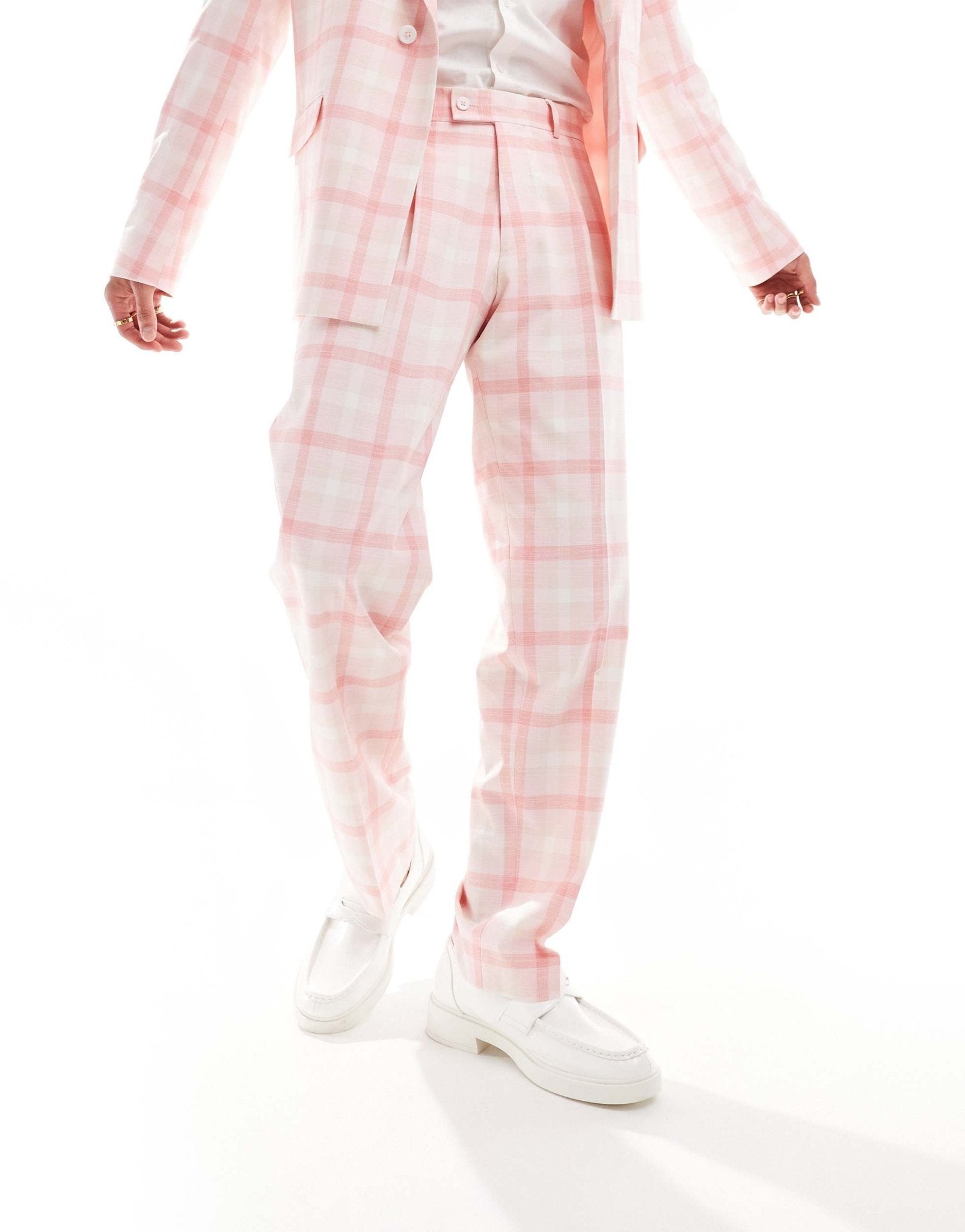 Viggo eriksen checked oversized suit trousers in light pink - ASOS Sample Sale EU Store