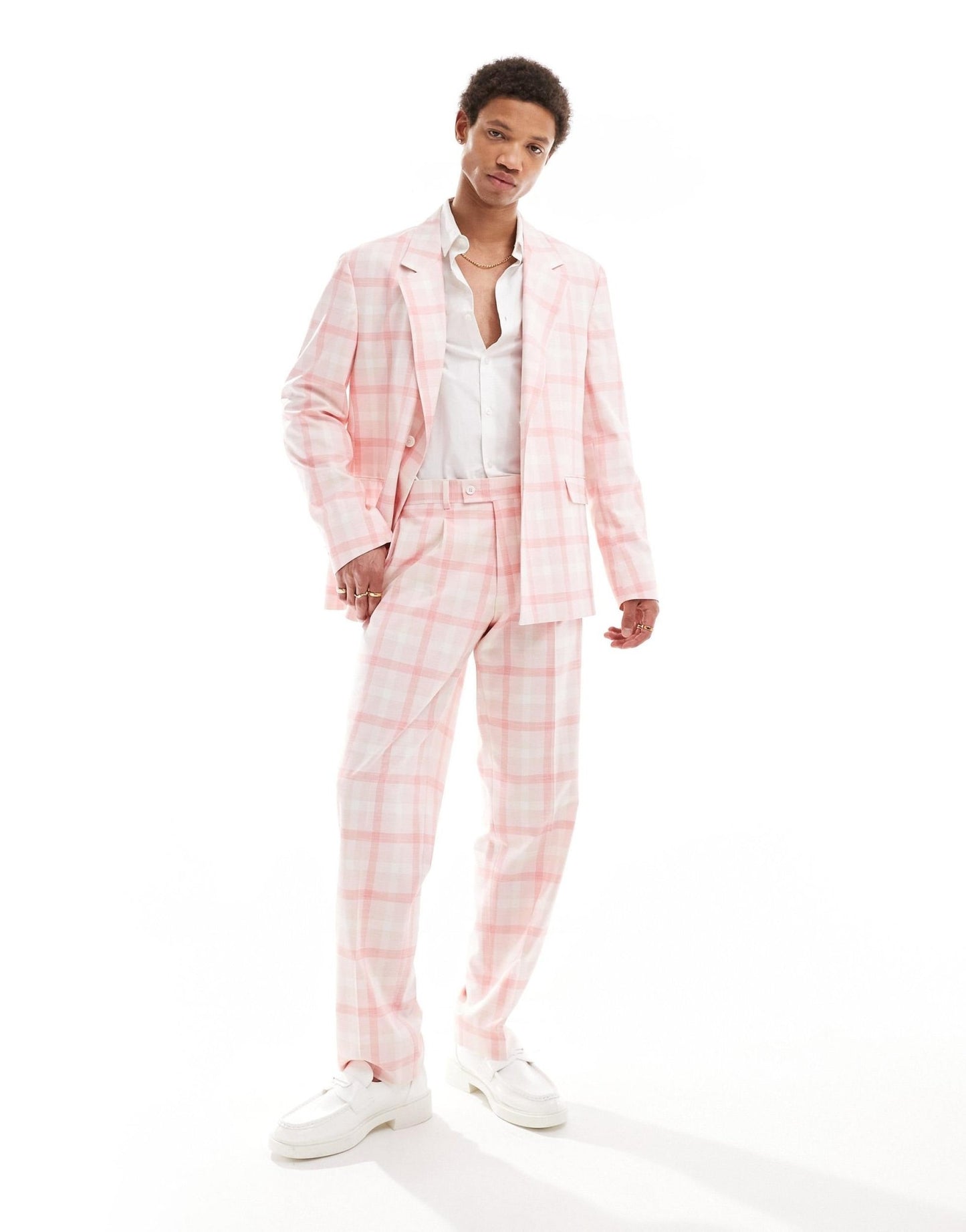 Viggo eriksen checked oversized suit trousers in light pink - ASOS Sample Sale EU Store