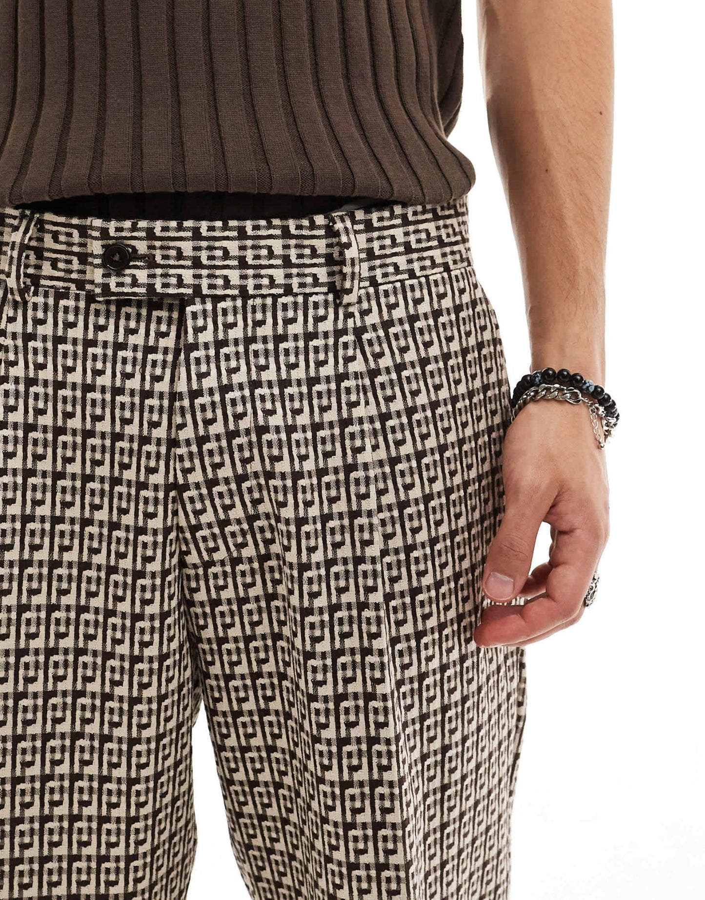 Viggo fernandes oversized checked suit trousers in tan - ASOS Sample Sale EU Store