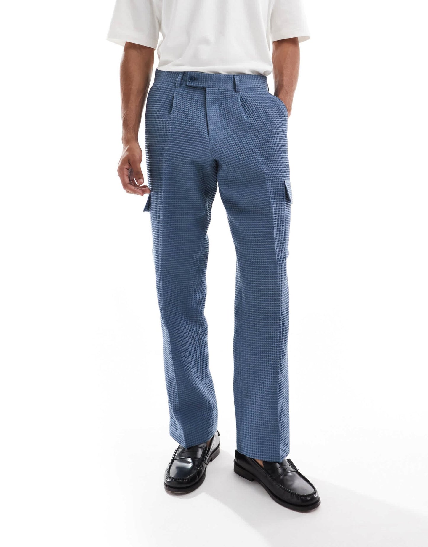 Viggo tailoreed cargo trousers in waffle in stone blue co - ord - ASOS Sample Sale EU Store