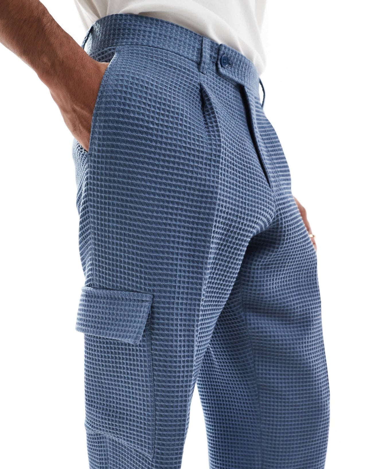 Viggo tailoreed cargo trousers in waffle in stone blue co - ord - ASOS Sample Sale EU Store