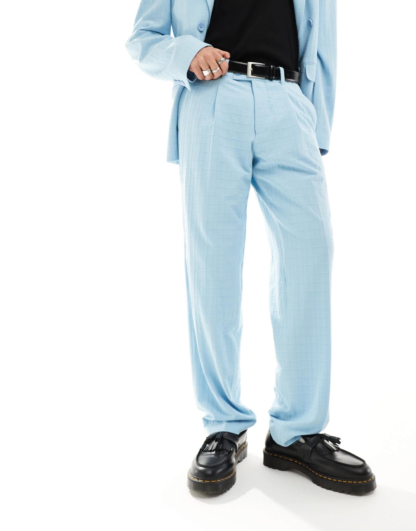 Viggo zidan printed oversized suit trousers in baby blue - ASOS Sample Sale EU Store