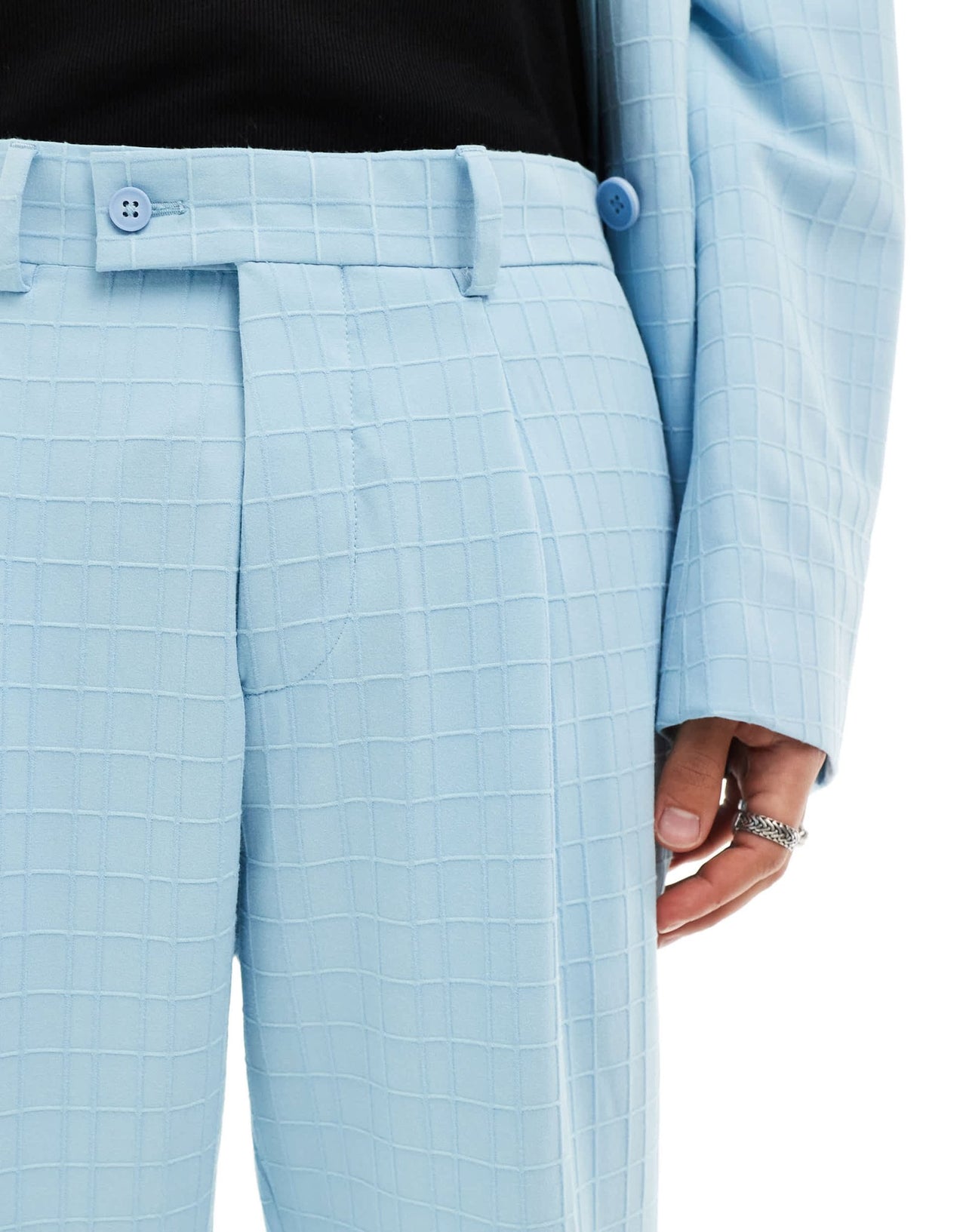 Viggo zidan printed oversized suit trousers in baby blue - ASOS Sample Sale EU Store