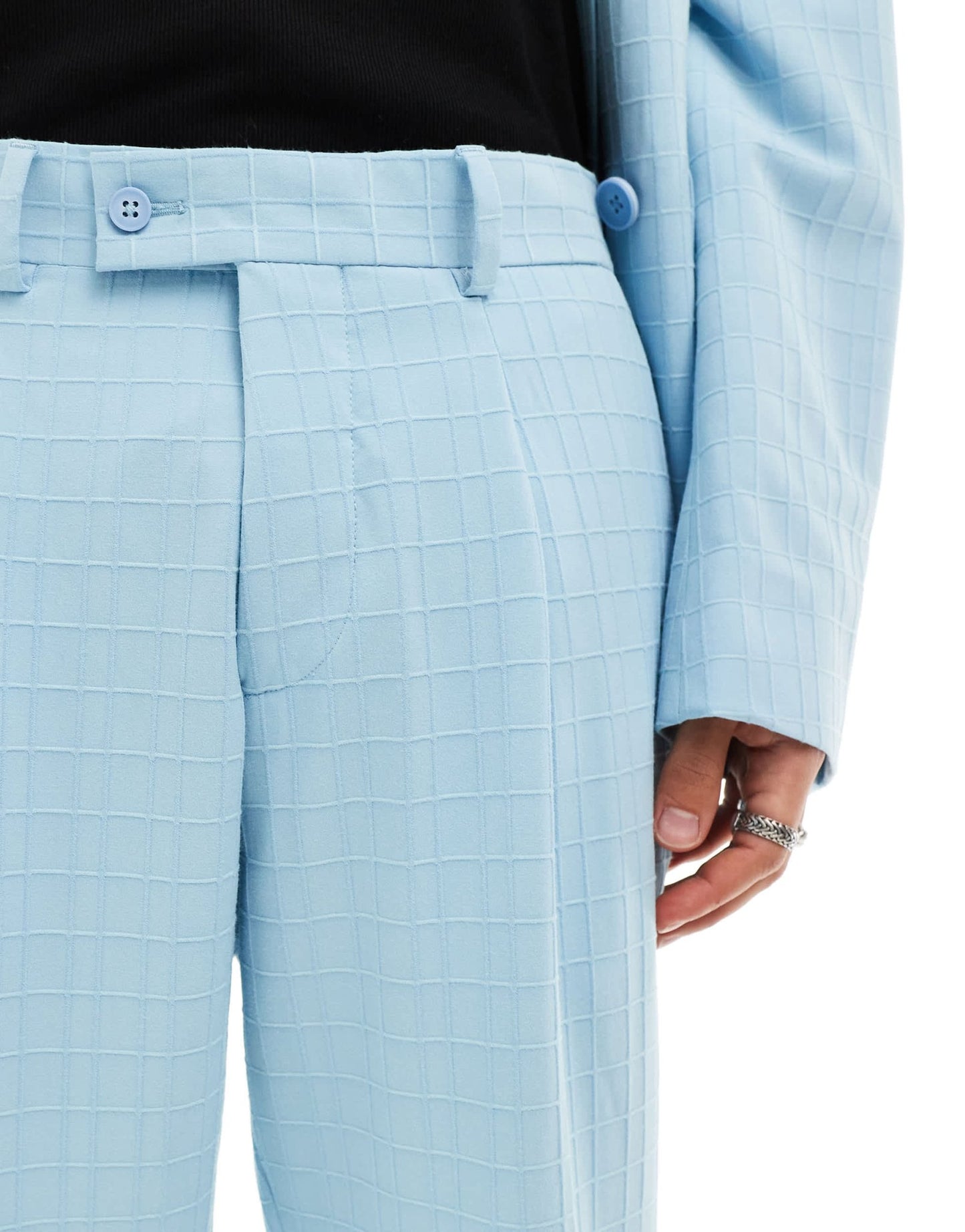 Viggo zidan printed oversized suit trousers in baby blue - ASOS Sample Sale EU Store