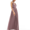 Robe maxi Vila demoiselle d'honneur avec ceinture nouée et plis devant en taupe