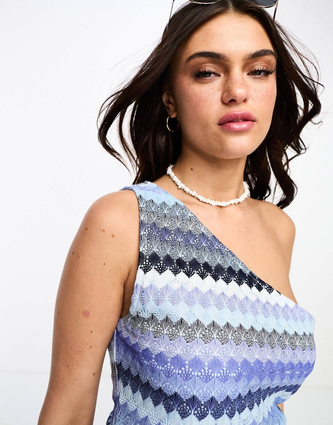 Vila chevron one shoulder top co - ord in blue - ASOS Sample Sale EU Store