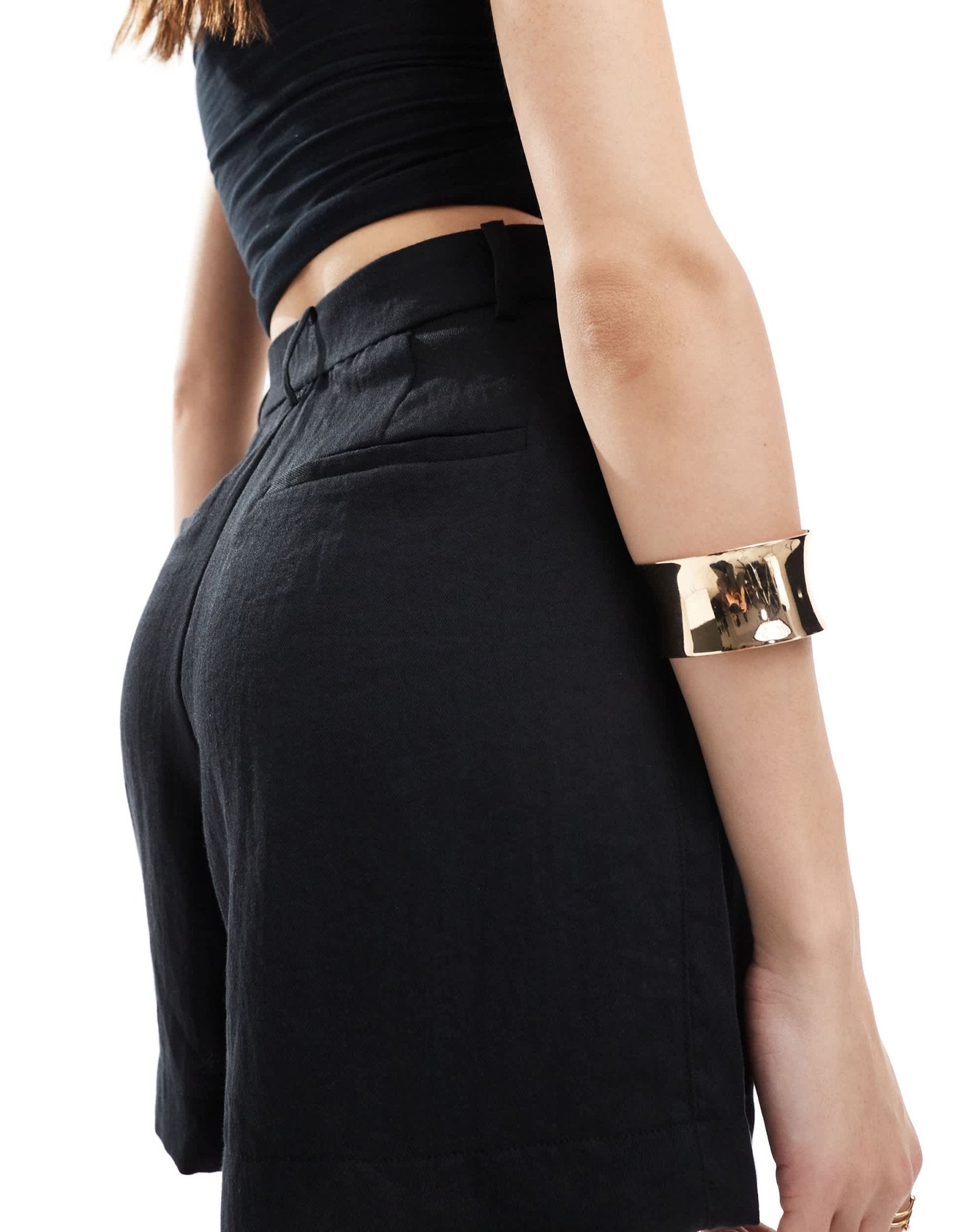 Vila linen look pleat front short co - ord in black - ASOS Sample Sale EU Store