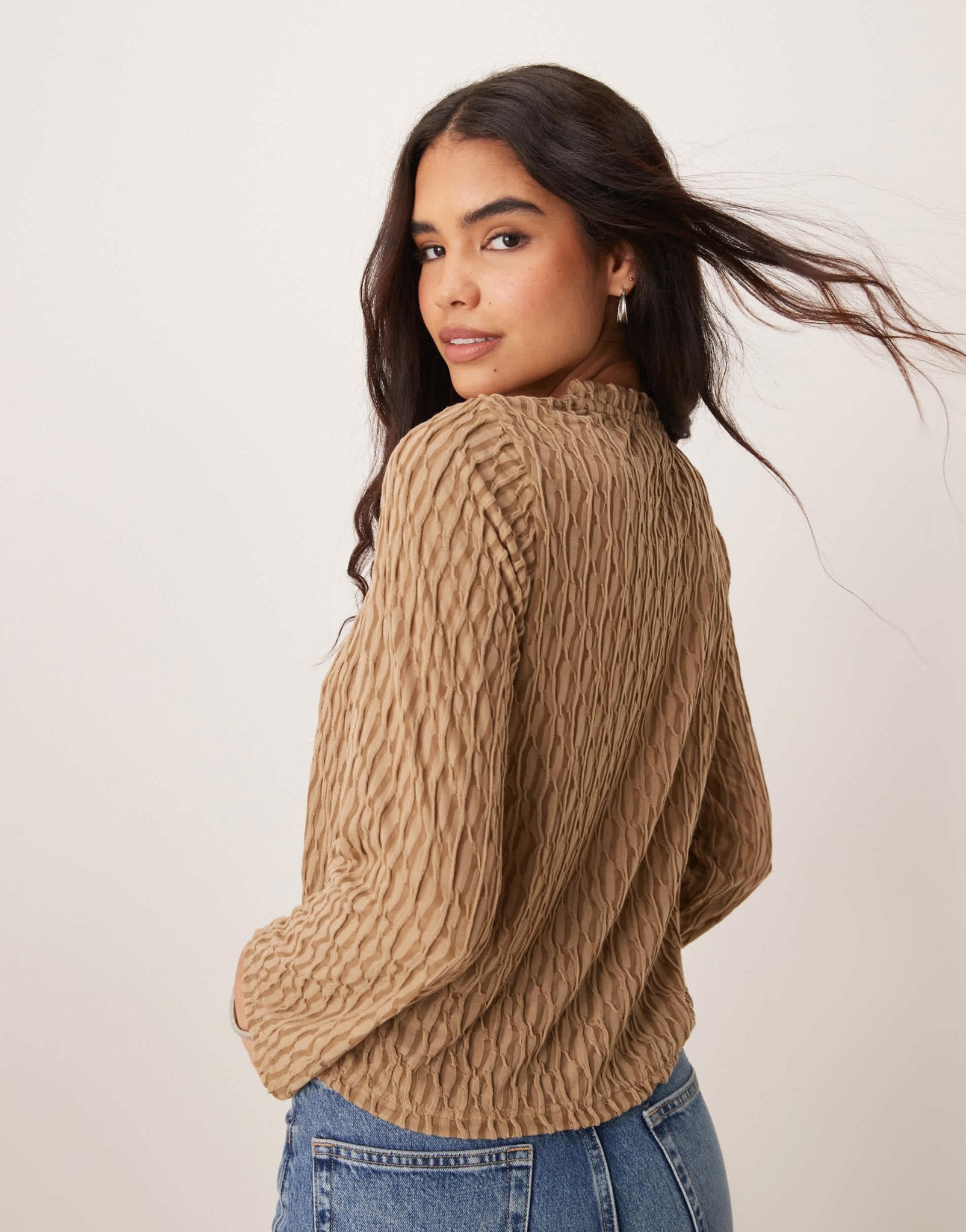 Vila long sleeve textured top in gold yellow - ASOS Sample Sale EU Store