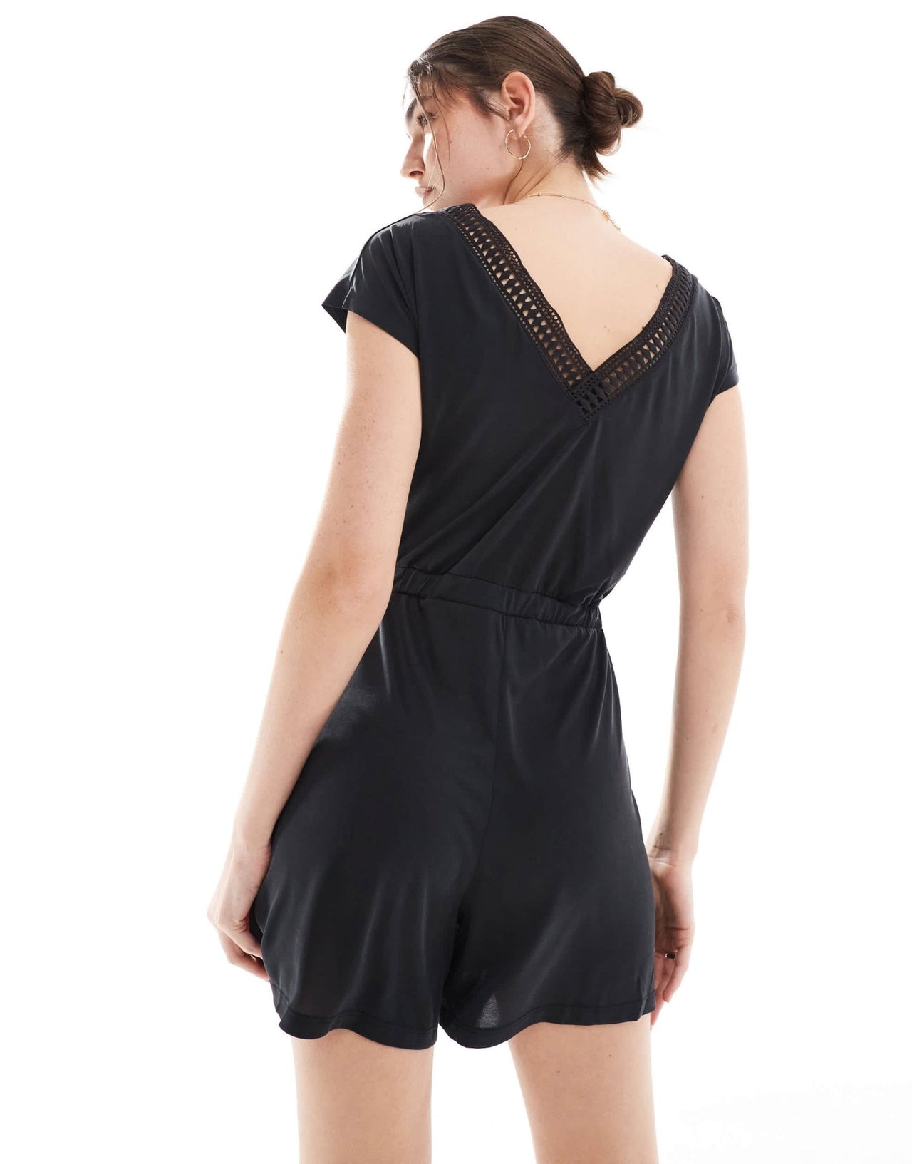 Vila slinky v back detail playsuit in black - ASOS Sample Sale EU Store