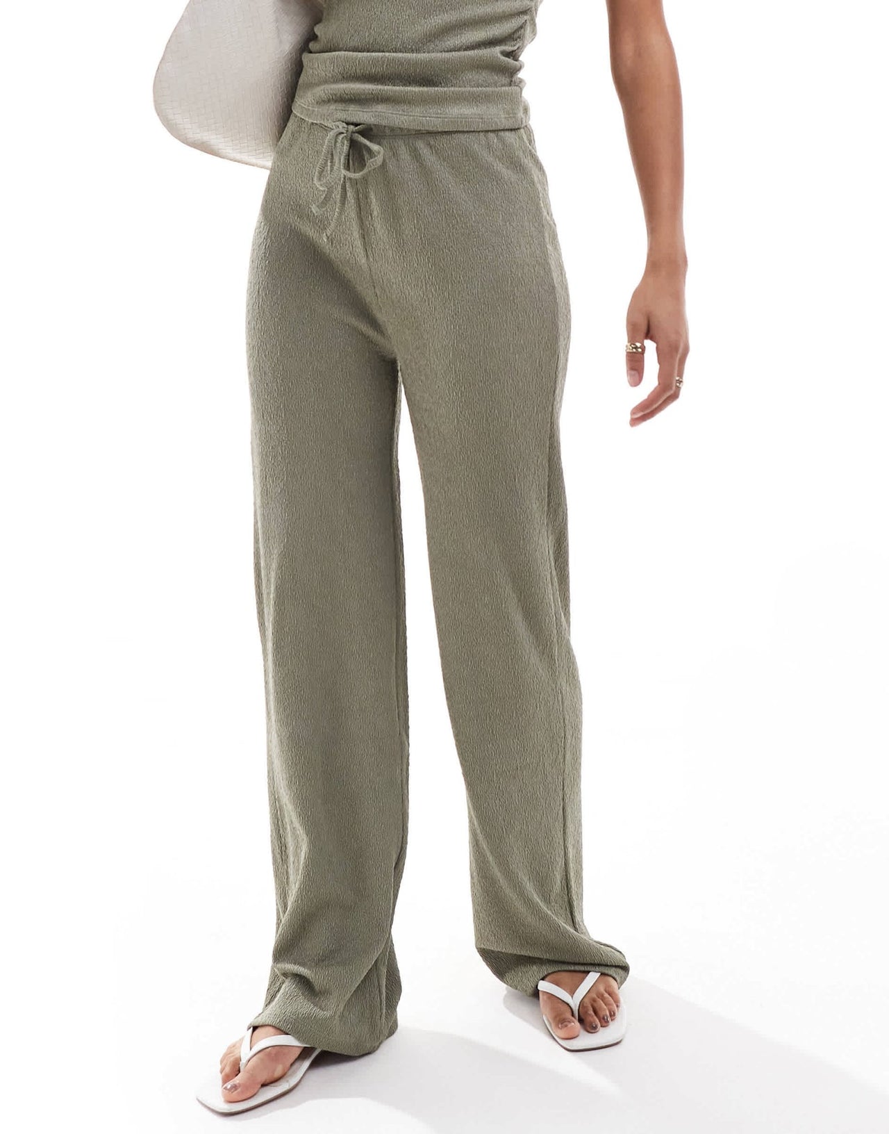 Vila stretch wide leg trouser co - ord in taupe - ASOS Sample Sale EU Store