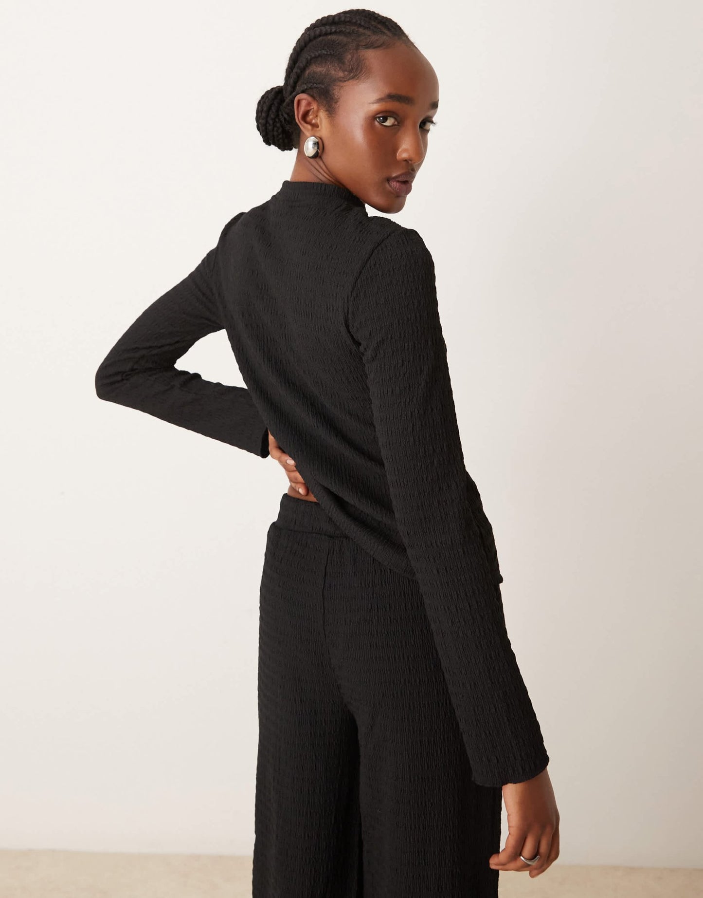 Vila textured long sleeve top co - ord in black - ASOS Sample Sale EU Store