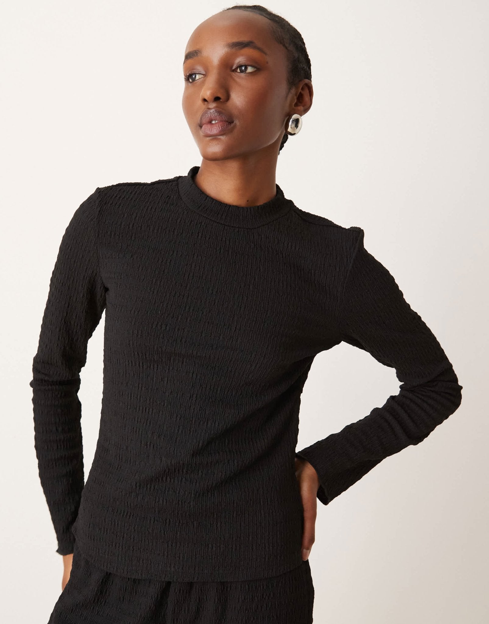 Vila textured long sleeve top co - ord in black - ASOS Sample Sale EU Store