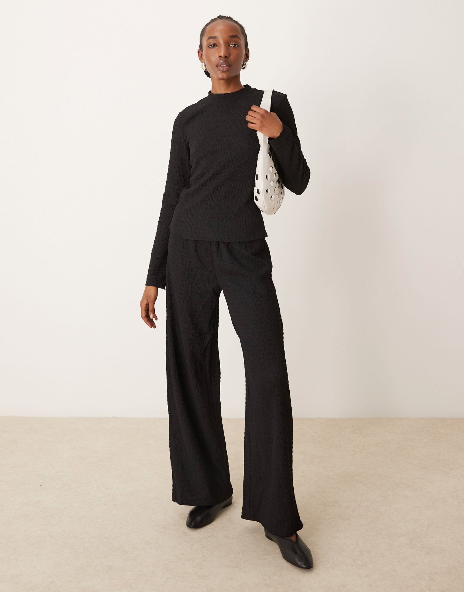 Vila textured long sleeve top co - ord in black - ASOS Sample Sale EU Store